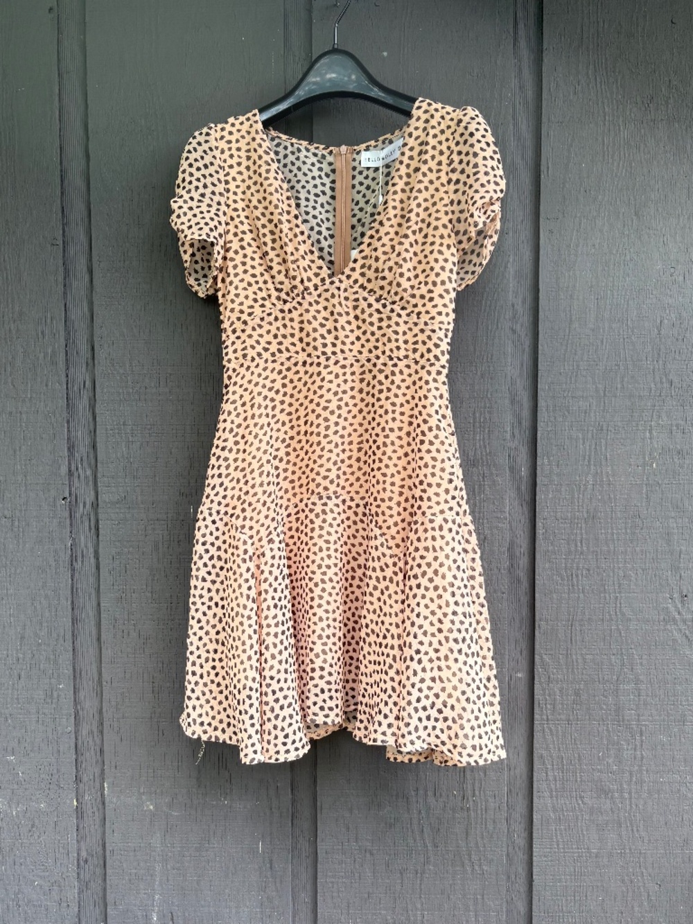 NWT HELLO MOLLY Golden Tears Leopard Print Polka Dot Fairy Mini Dress Size XS